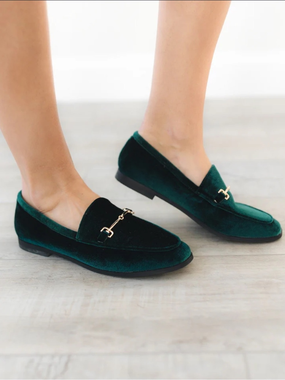Charming Charlie Emerald Green Velvet Horsebit Loafers Size 7